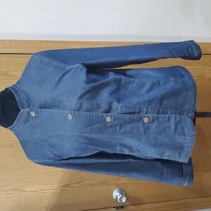Eileen fisher denim shirt jacket medium wash snap front